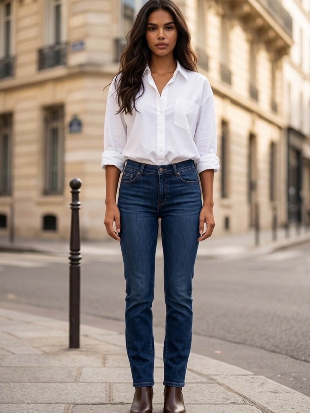 Chico's Slim Straight Jeans in Dark Blue Denim
